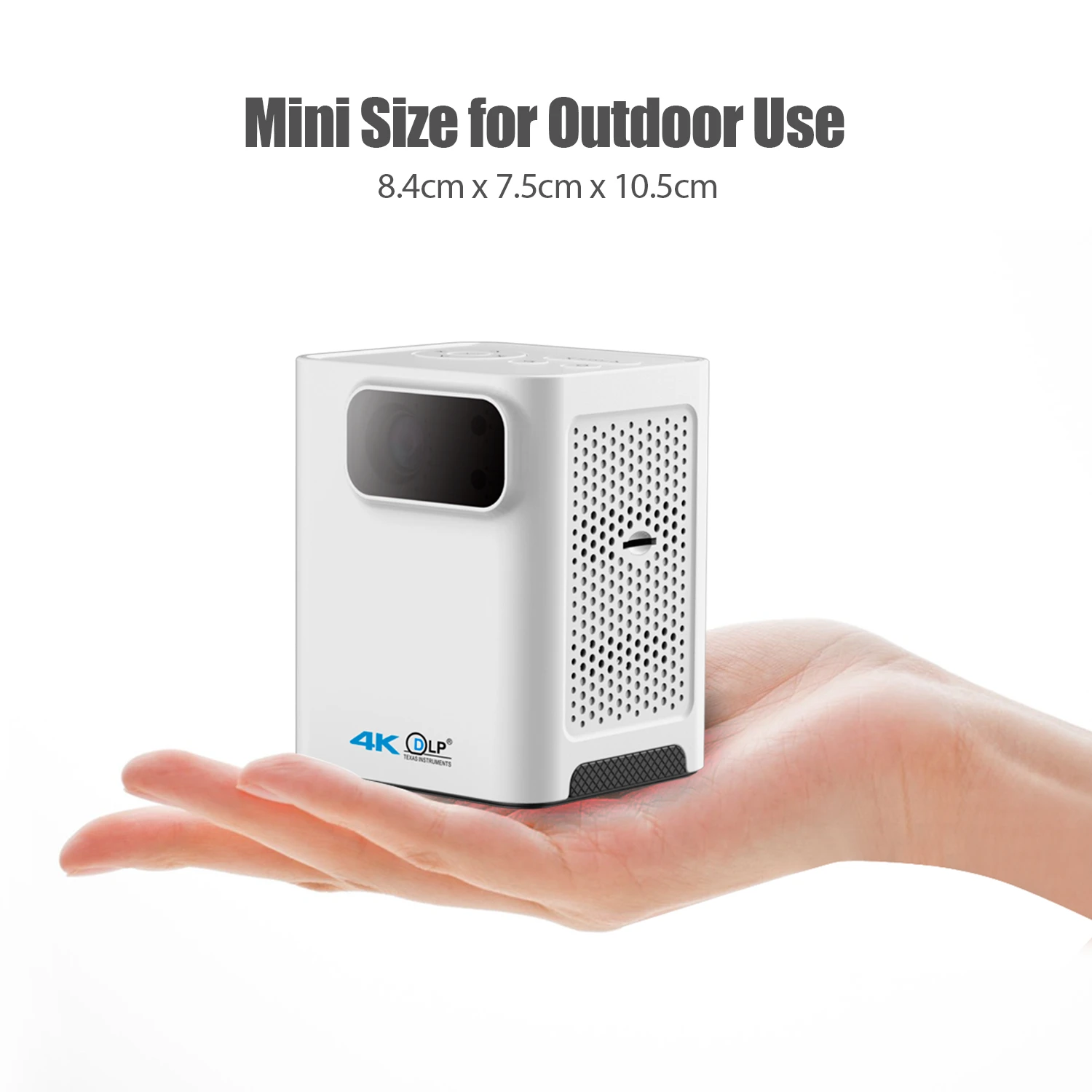 Mini projector 300 ANSI lumens high brightness HD projector with 2+32 GB built in battery for portable and outdoor